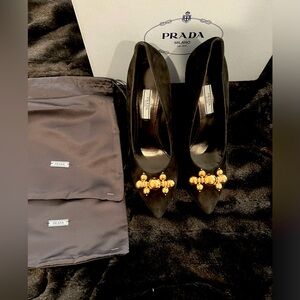 Prada Black Gold Balls Pumps size 39